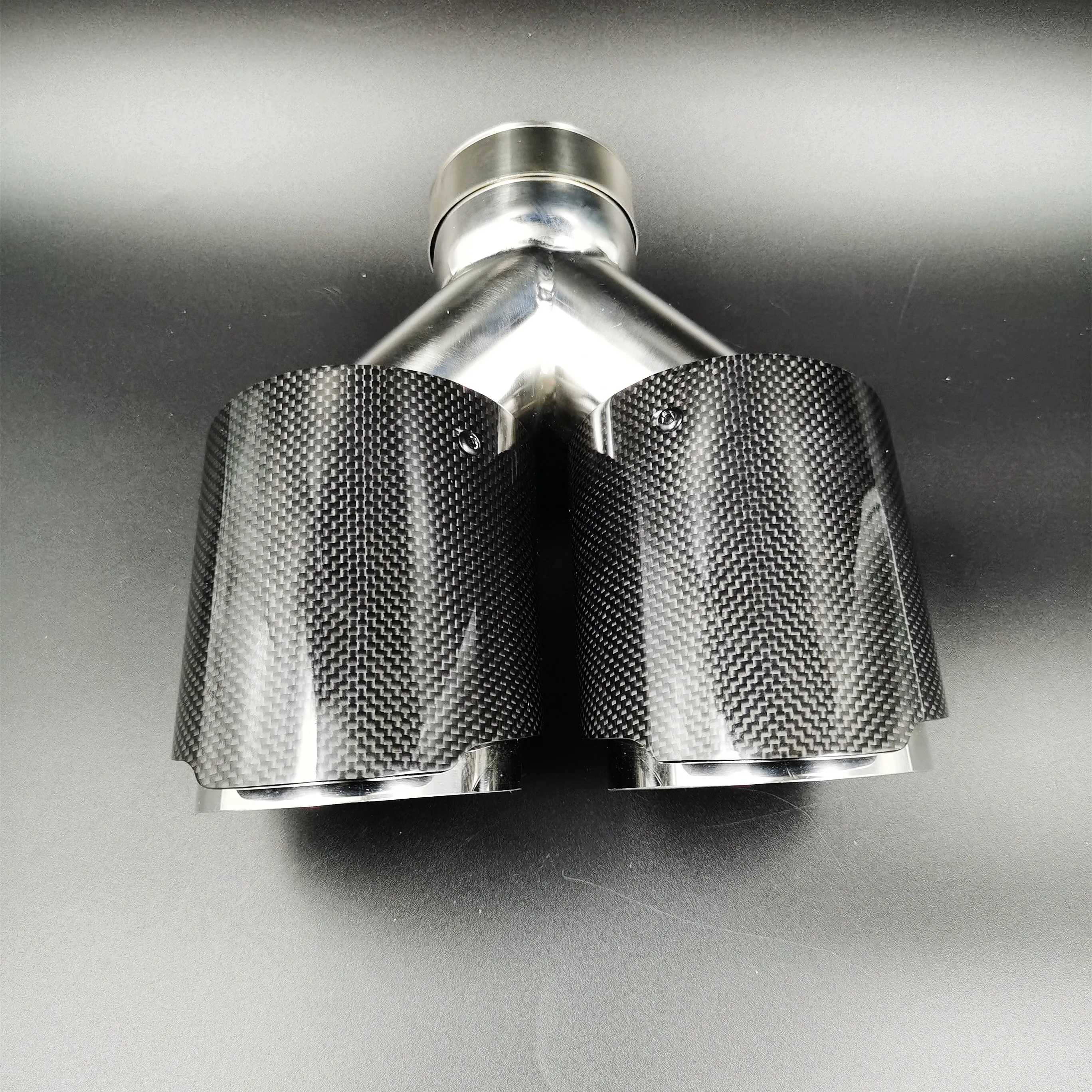 

1PCS Y Style Universal Dual Glossy Carbon Fiber Exhaust Tip high quality For Any Cars Tip muffler