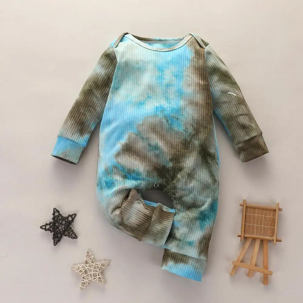 

Fashion hot sale cotton knitted high quality tie-dye kids jumpsuit baby romper