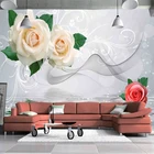 Настенная роспись любого размера, креативные тисненые Розовые розы, фотообои для гостиной, дивана, телевизора, Декор для дома, постер, картина