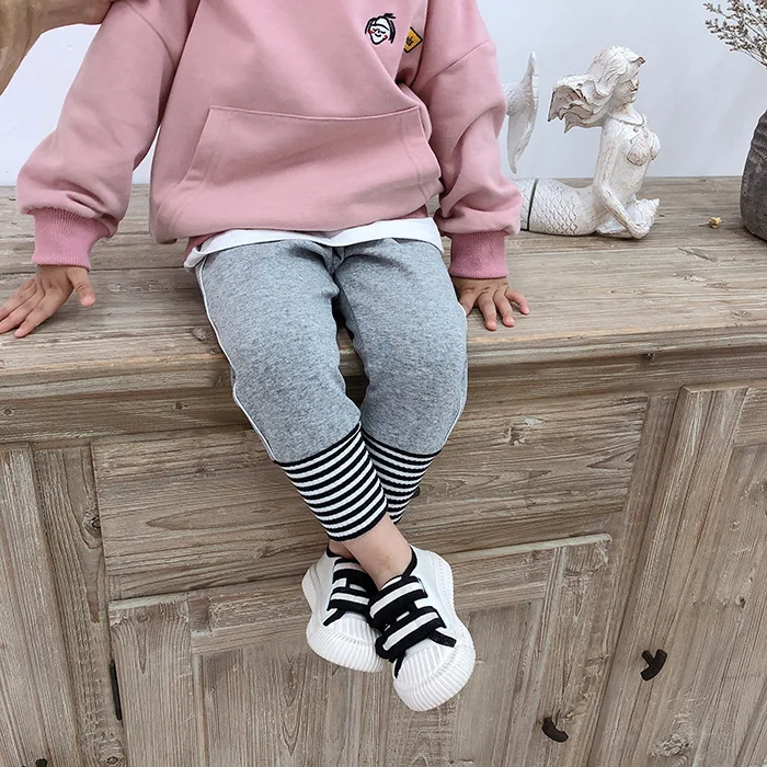 Autumn boys girls Spliced striped sports pants kids cotton soft 5 colors casual all-match trousers 2-7Y