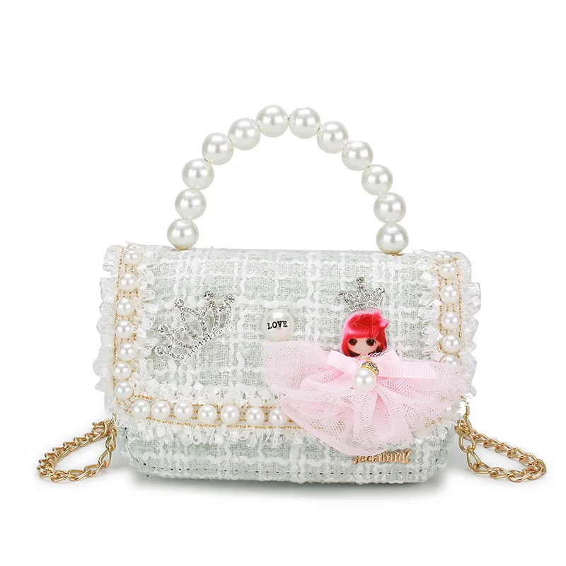

Korean Style Kids Mini Purses and Handbags Cute Girls Princess Messenger Bag Little Girl Party Pearl Hand Shoulder Bags Gift