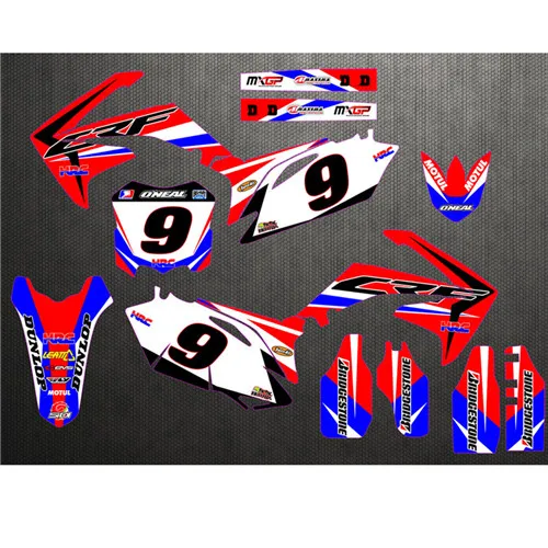 as show Глянцевый Графический номер на заказ& фоны Наклейка для Honda CRF250R CRF250 2010 2011 2012 2013 CRF 250R CRF 250 R - Цвет: as show