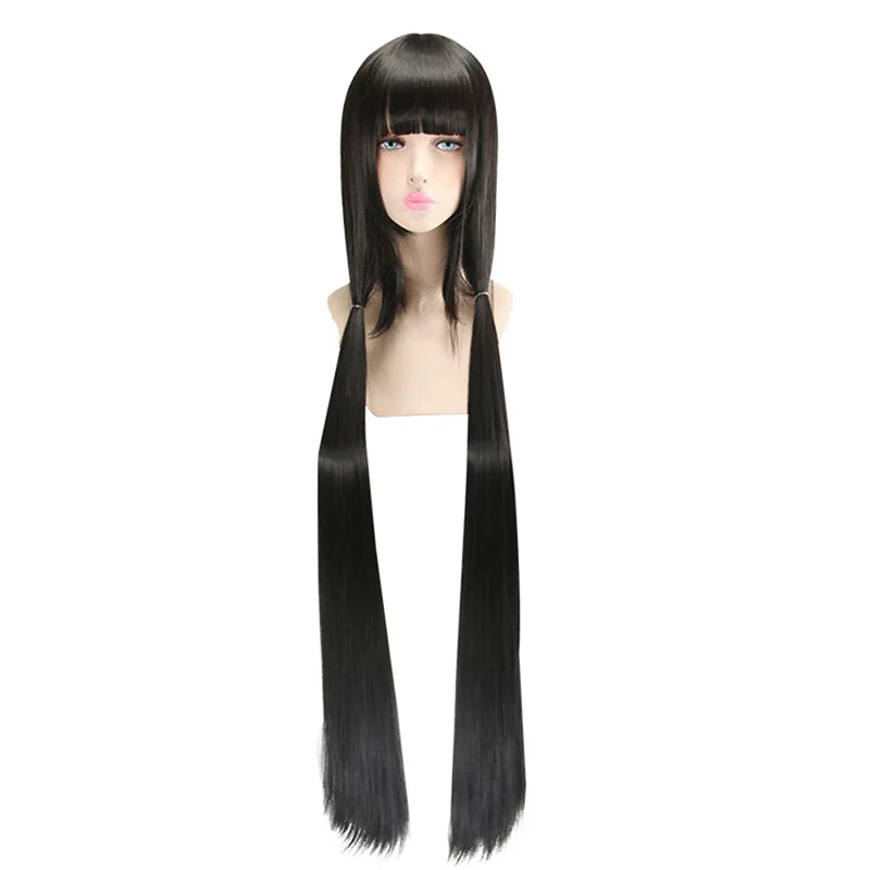 

The New Bullet On The Broken V3 Chuncheon Moji 100CM Cos Wig Spot Black Double Ponytail Long Straight Hair