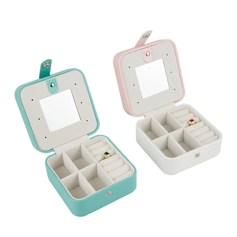 Upscaled Simple Jewelry Boxes Organizer Protable Leather Necklase Ring Earrings Multi-function Jewellery Storage Case