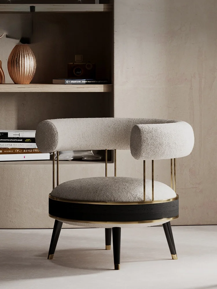 

zq Single-Seat Sofa Chair Small Apartment Living Room Light Luxury Leisure Chair Silent Style Lambswool Chair