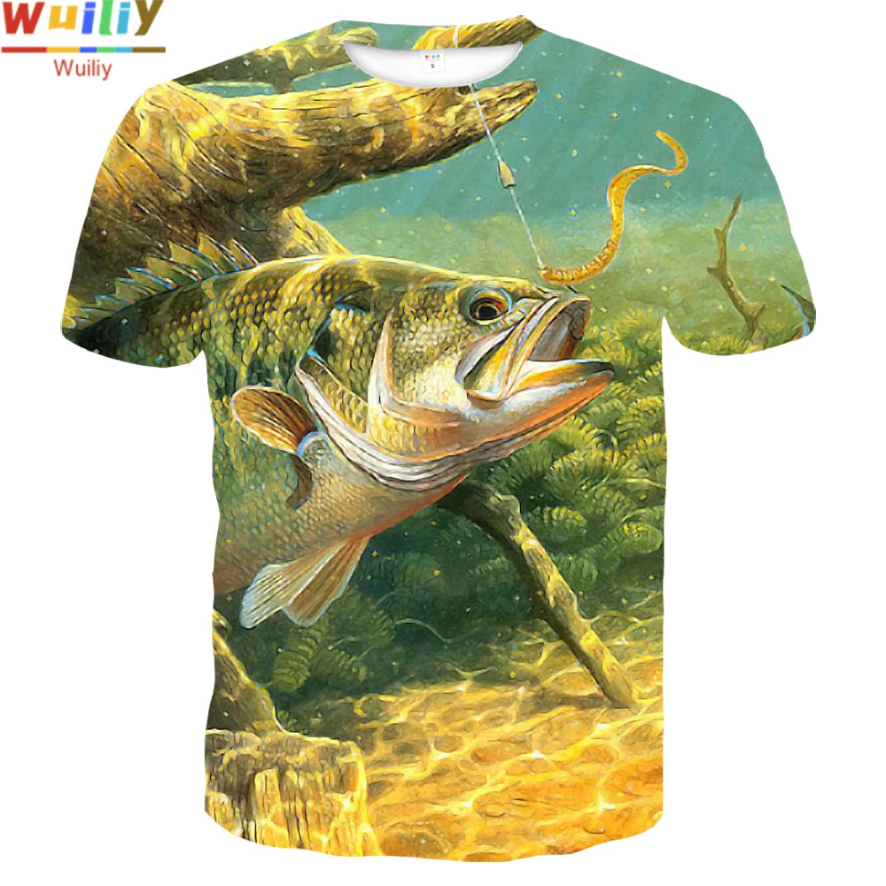 Футболка рыболовная мужская с 3D принтом топ рисунком природы и рыбы Спортивная
