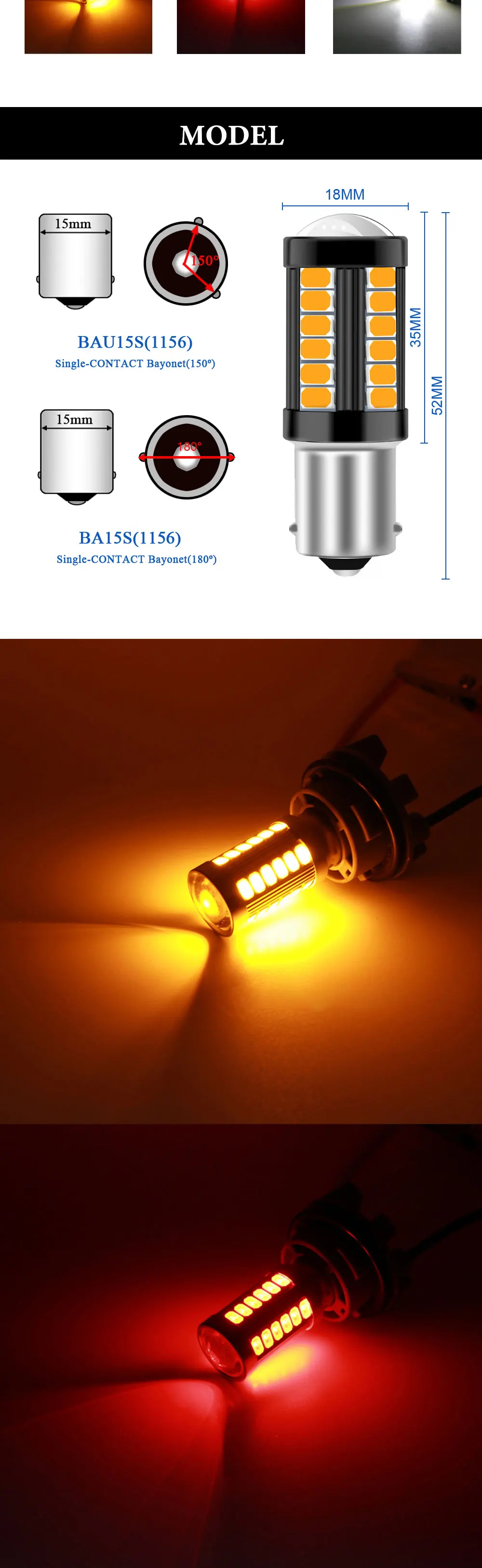 2 шт. BA15s P21W bau15s py21w 1156 33 SMD 5730 Светодиодные лампы 12 V-24 V автомобиль грузовик свет сигнал поворота стоп-сигналы DRL лампа задний Реверс лампы