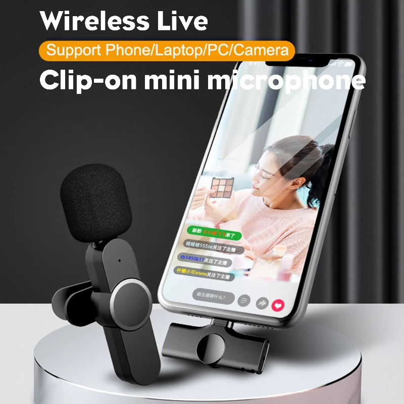 

New Wireless Lapel Lavalier Microphone Portable Audio Video Recording Mic For IPhone Android Live Game Mobile Phone Camera PC