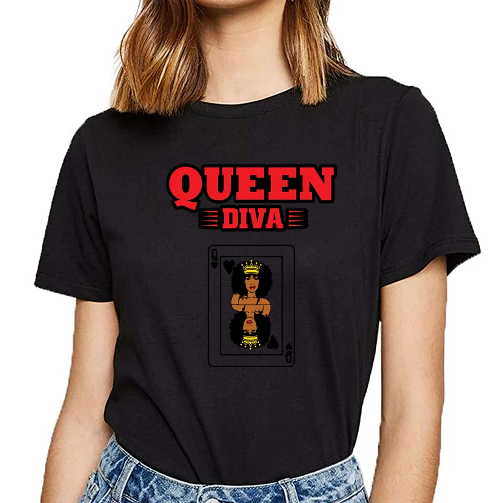Tops T Shirt Women queen diva Summer Harajuku Print Female Tshirt | Женская одежда