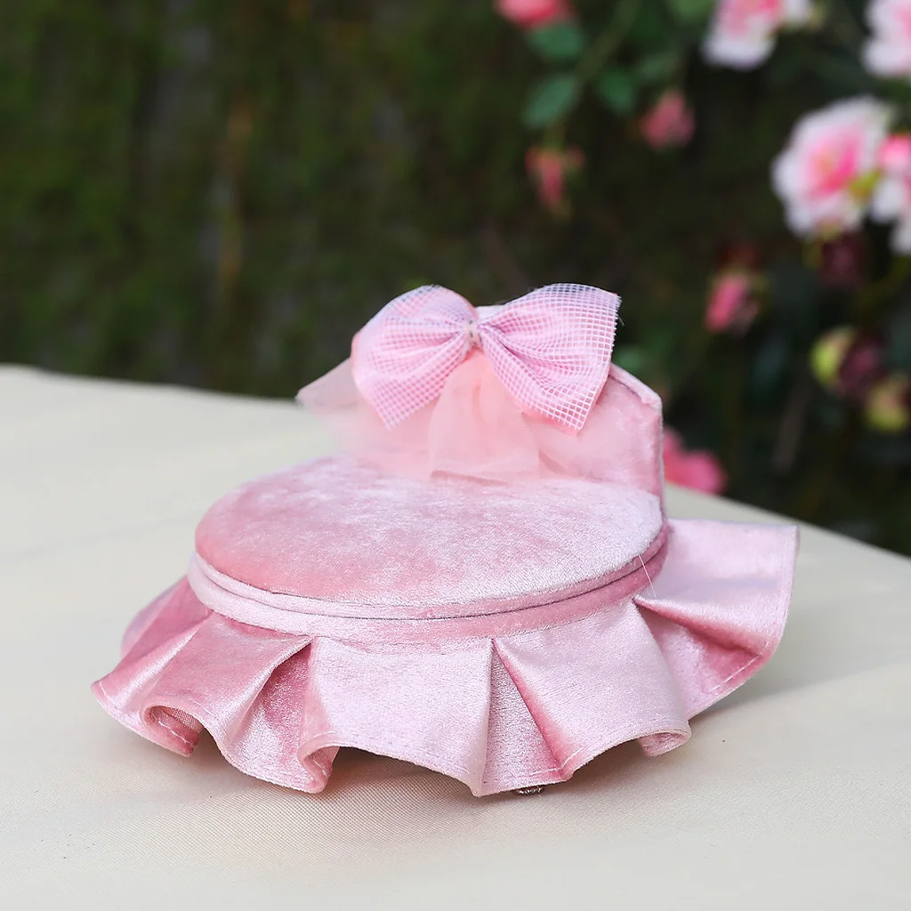 

Pink Miniature Bed Jewelry Box Necklace Earrings Ring Display Case Organizer