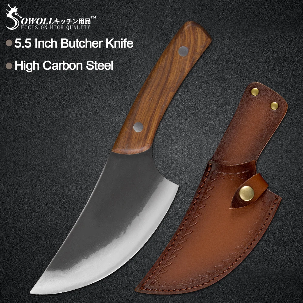 Нож шеф повара Sowoll ручной работы из кованой плакированной стали 5 дюйма нож для