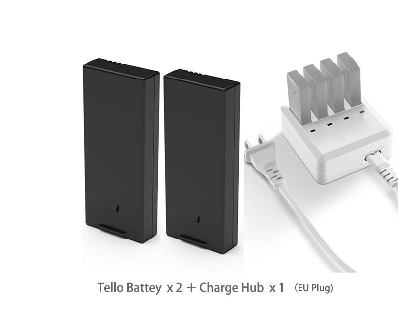 2 Pieces and Charger Аккумулятор для дрона DJI Tello/зарядное устройство концентратор для 4 в 1 Интеллектуальная батарея Быстрая зарядка для оригинального дрона DJI Tello аксессуары - Color: 2 Pieces and Charger