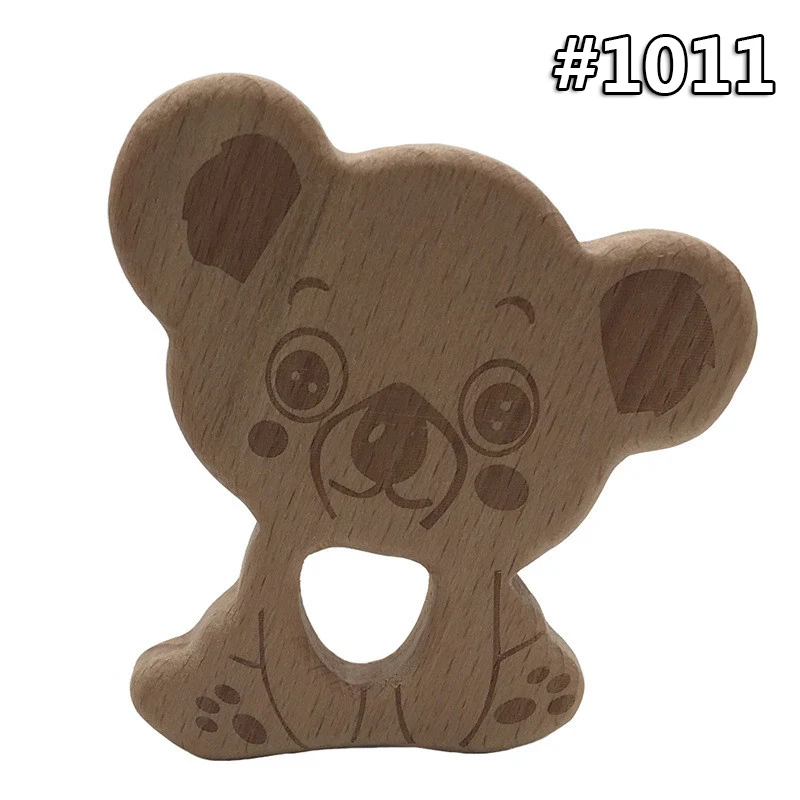 wood teether 1011 Мультфильм Дерево Прорезыватель чистый натуральный животные в форме детские зубные кольца для детей бук Прорезыватель девочка DIY кулон игрушки для новорожденных подарок - Цвет: wood teether 1011