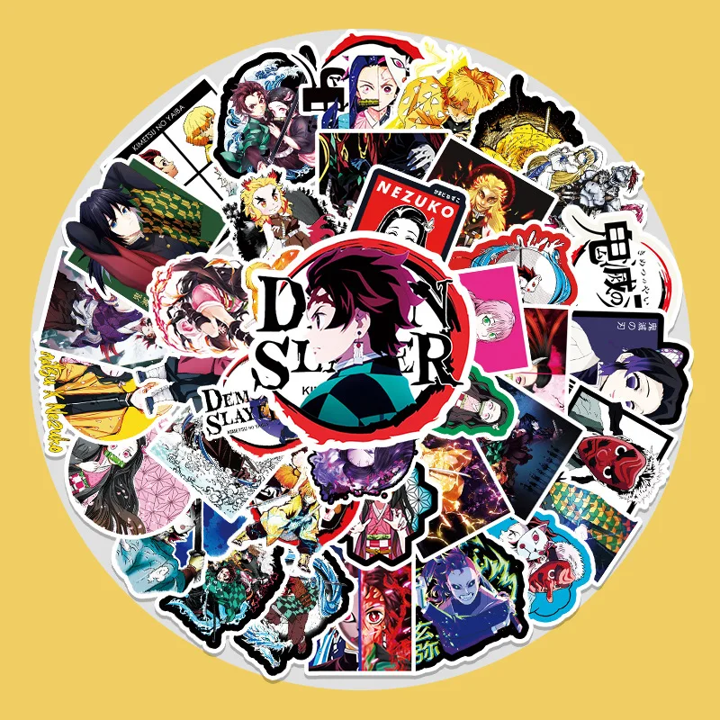 

Anime Demon Slayer Kimetsu No Yaiba waterproof Cartoon doodle stickers suitcase laptop skateboard car decoration stickers