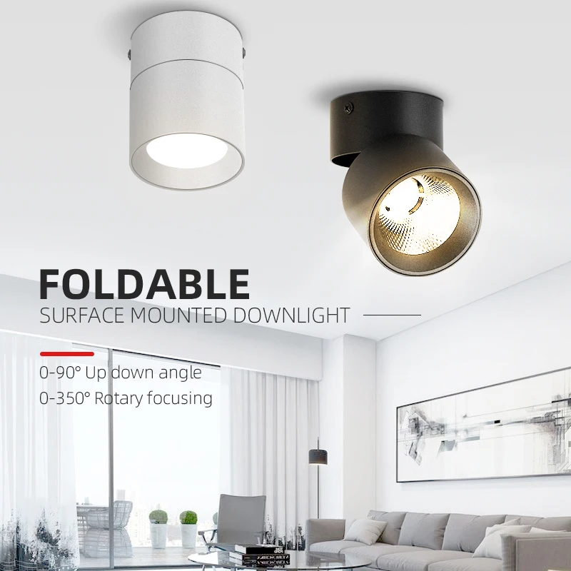 Складные светодиодные трековые светильники COB с регулируемым углом поверхности