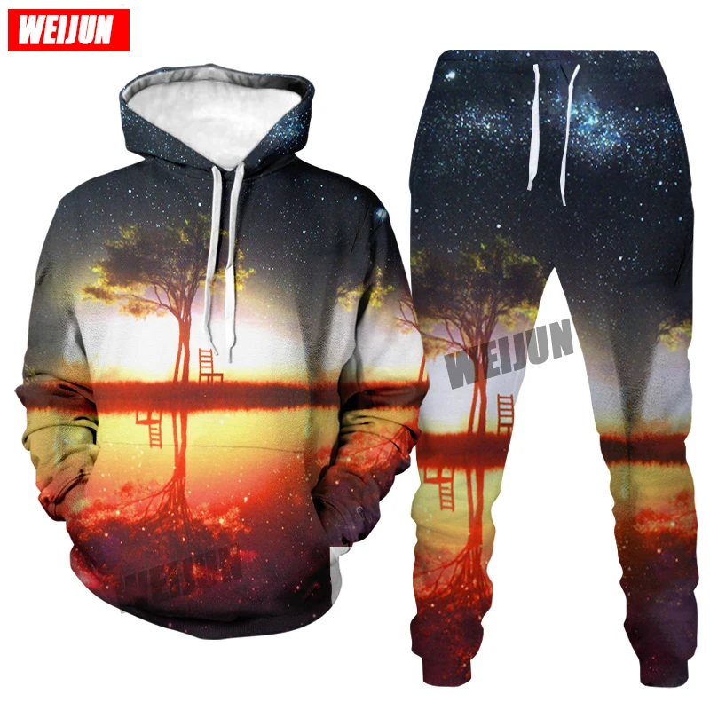 

Universe Starry Sky Astronaut 3D Printed Hoodie Men's Long Sleeve Pullover Hoodie Cool Fashion Street Sports Suit