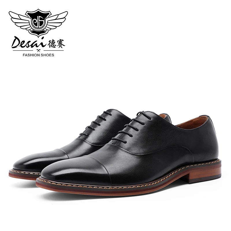 Брендовые мужские повседневные туфли DESAI из натуральной кожи деловые Роскошные