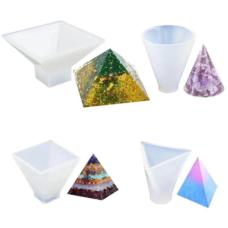 

4 Pack Pyramid Silicone Molds Casting Molds, Cone Epoxy Molds, Silicone Molds For Orgone Pyramid,Home Decoration,Candle And Soap