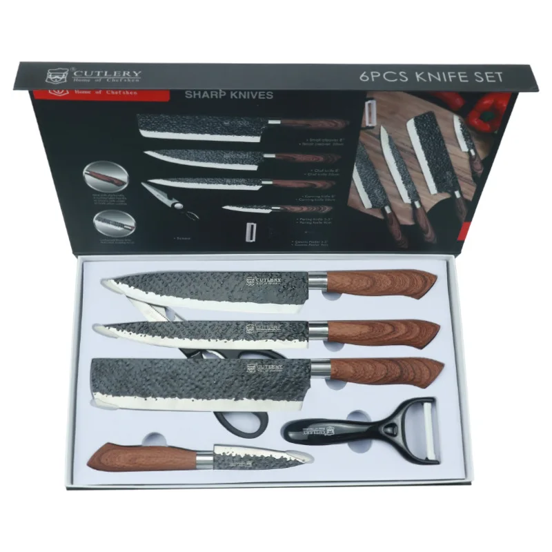 

Kitchen knife set 6Pcs/set chef knife stainless steel universal knife fruit knife scissors kitchen tool gift