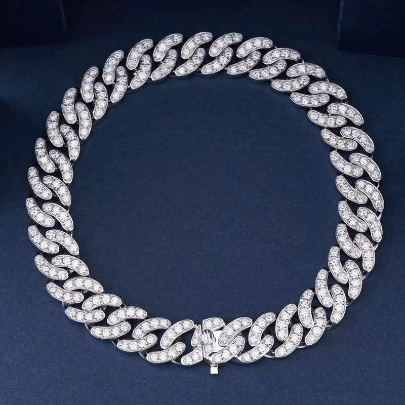 Браслет из кубинской цепи с ледяным муассанитом 18k au750|Гибкие и жесткие браслеты| |