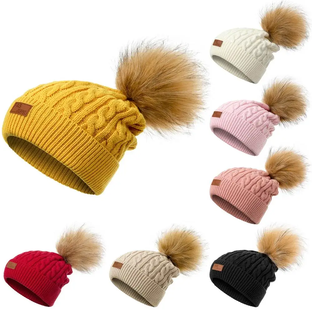 WISH CLUB 2019 новая зимняя шапка милая с помпоном для волос шапочки женщин хлопковая