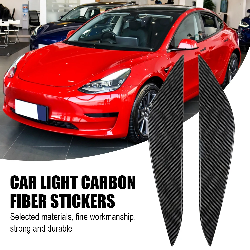 

Car Front Headlamp Eyelid Styling Sticker Cover Auto Headlamps Headlights Eyebrow Trim Protector Film For Tesla Model 3