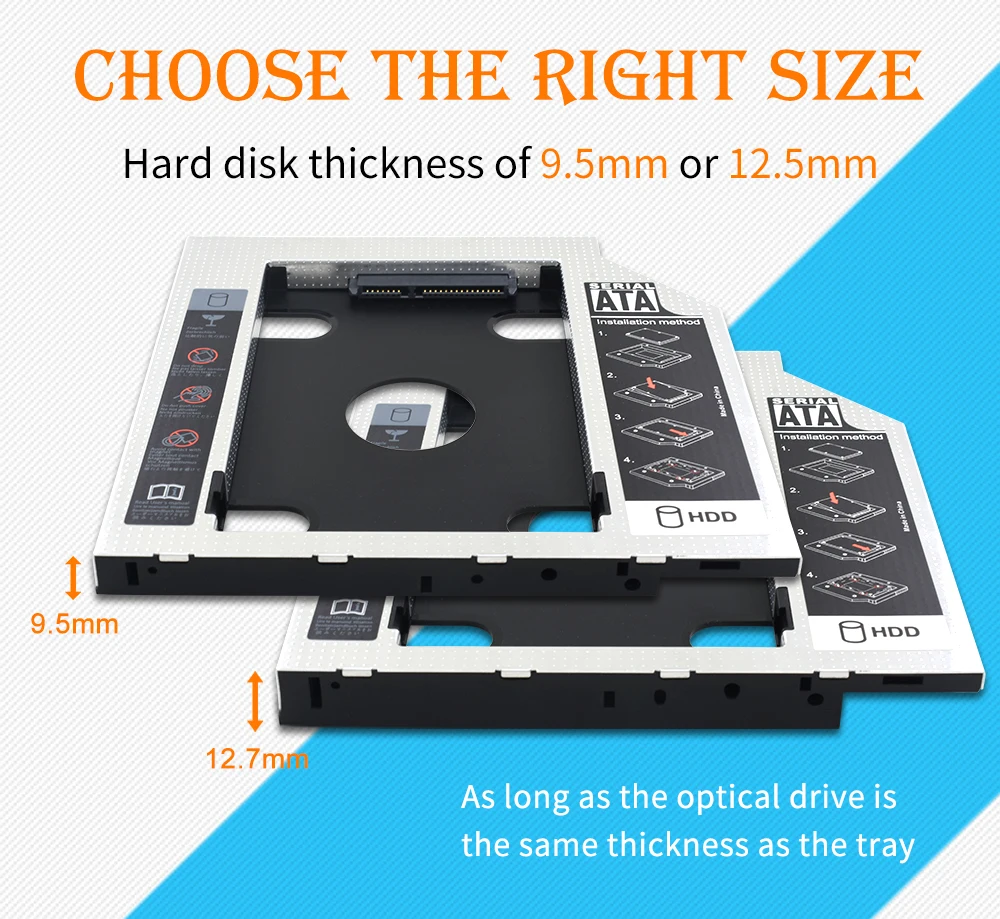 TISHRIC Универсальный Алюминий 2nd HDD Caddy 9 5 мм/12 7 мм SATA 3 0 Optibay SSD 2 дюймов чехол/коробка