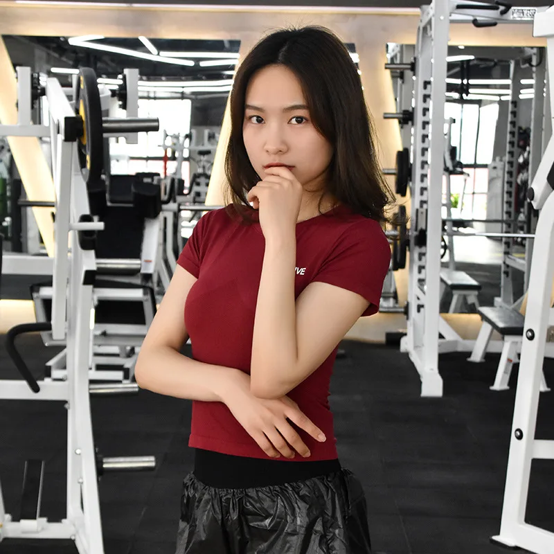 

Sports Short Sleeve Women Quick-Drying Tight Yoga Jacket Gym Running Training T-shirt Gym Clothes Yoga Clothes