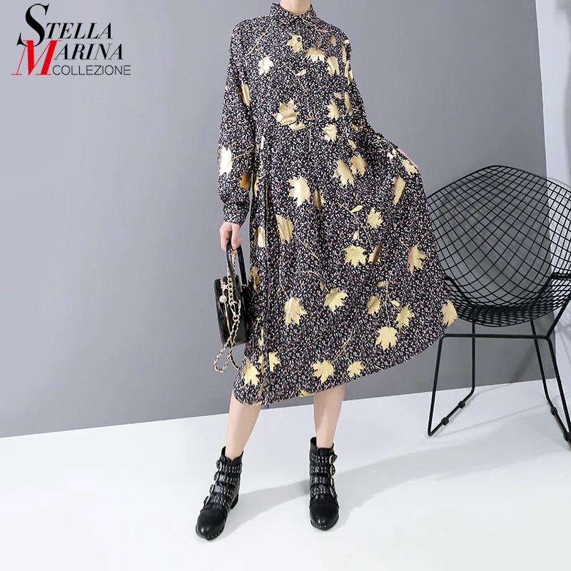 Новинка 2019 женское осенне зимнее модное платье рубашка с цветочным рисунком