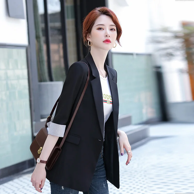 

Women Blazer Half Sleeve Single Pieces Office Ladies Jacket Outer Wear Summer