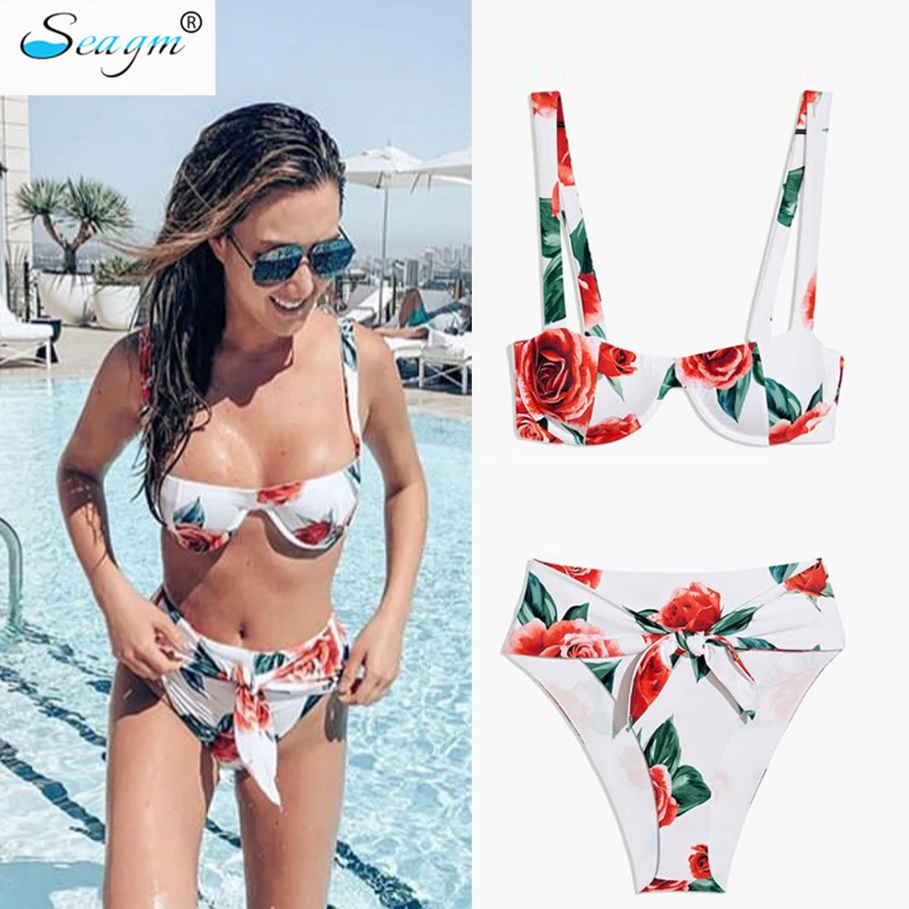 Бикини с высокой талией biquinis feminino 2019 сексуальный купальник для женщин