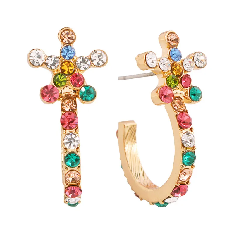 B0228 KOMi Bohemia 12 Colors Style Stud Earrings Rhinestone Crystal Sparkling Alloy Stud Earrings for Women Party Jewelry Gift C0104 - Окраска металла: B0228