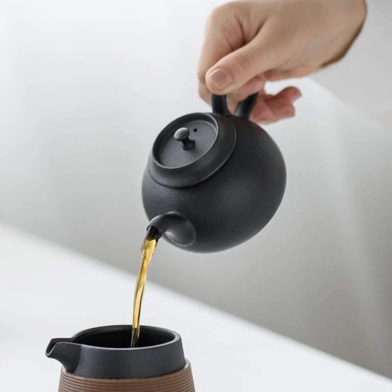 Estufa de t&eacute; de estilo japon&eacute;s con preservaci&oacute;n del calor, calentador de vela negra, tetera de cer&aacute;mica de Ceremonia de t&eacute; de Kung Fu-3