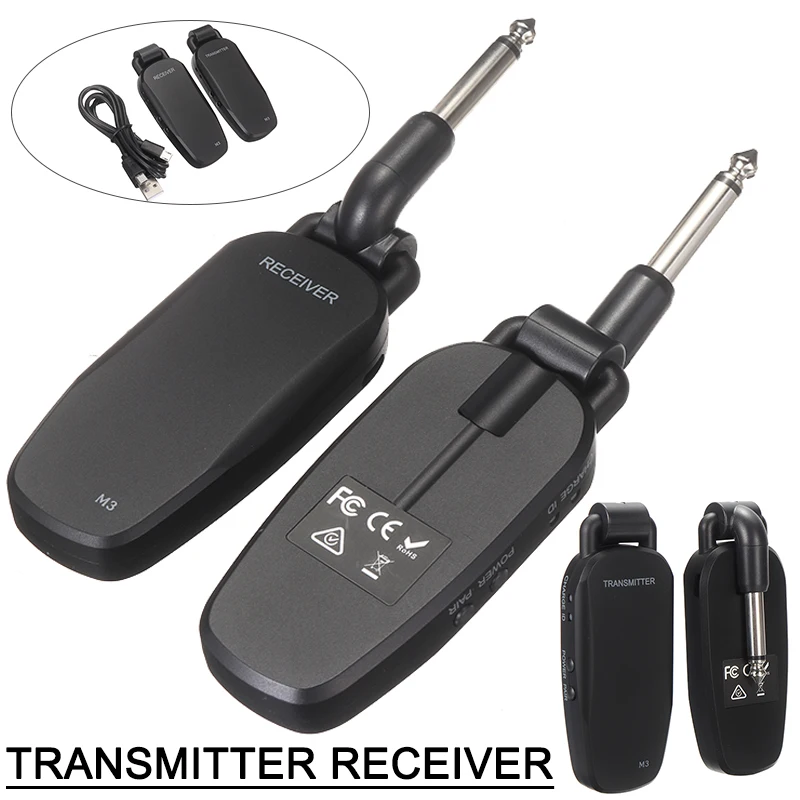 

1pc Wireless Guitar Bass Transmitter Receiver System Rechargeable Guitar Bass Transceivers Musical Instruments Accessories