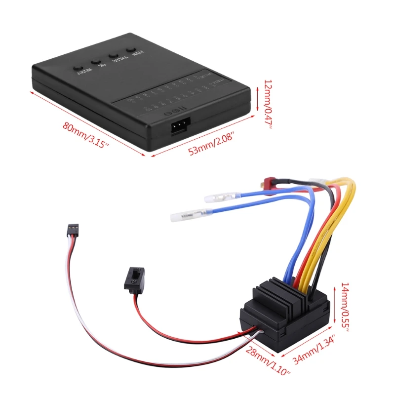

80A Double Motor Brushed Climbing ESC Speed Controller for 1/8 RC Cars with Programming card