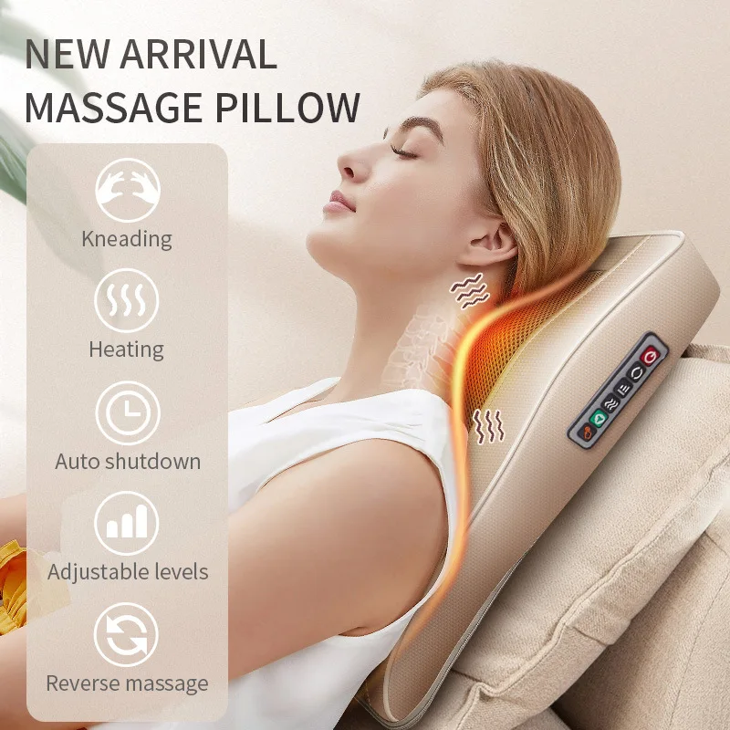 

Infrared Heating Neck Shoulder Back Body Electric Massage Pillow Shiatsu Massager Device Cervical Healthy Massageador Relaxation