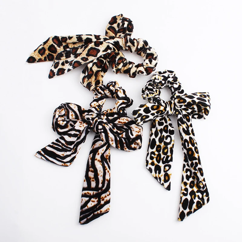 Новый осенне-зимний вельветовый шарф для волос женщин модные леопардовые