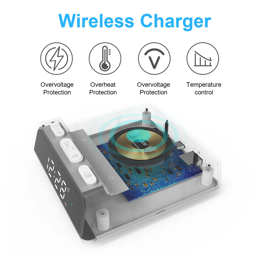 3in1 led alarm clock wireless charger for iphone 11 12 pro max smasung galaxy s21 s10 usb 15w fast charger charging dock station free global shipping