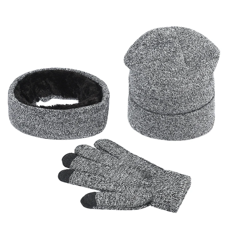 

2021 Winter New Men's Women's Beanie Hats Scarf Gloves Set Thick Warm Knitted Hat Skull Cap Solid Color Hat Winter Hat For Men