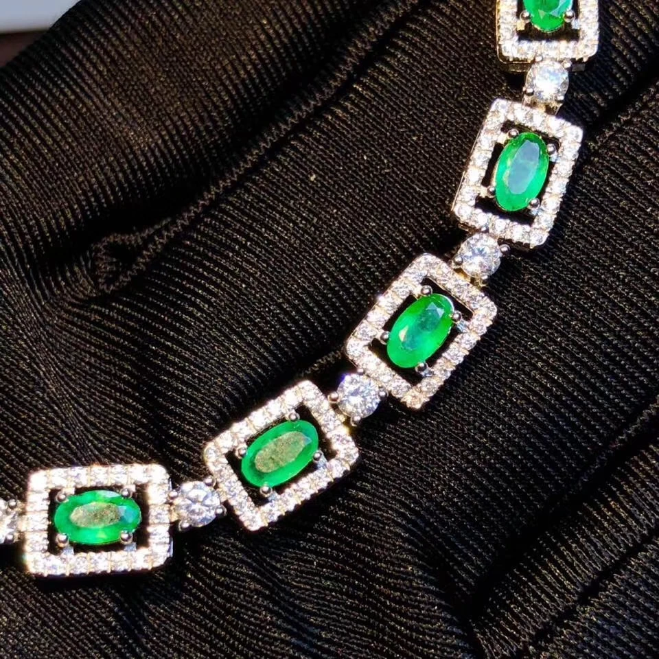

2020 new charming natural emerald gemstone bracelet for women jewelry good gem certificate real 925 silver girl birthday gift