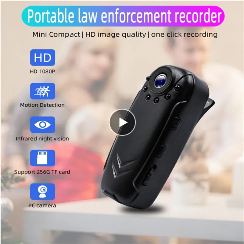 

Portable Mini Camera Law Enforcement Digital Video Recorder Body Camera With Wide Angle Infrared Night Motion Detection Function