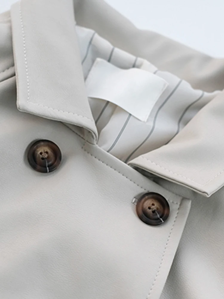 Lautaro весна осень длинный мягкий плащ из искусственной кожи для женщин с рукавами