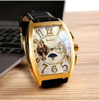 top brand luxury male automatic mechanical wrist watch leather band square fashion luminous gear movement royal design men gift