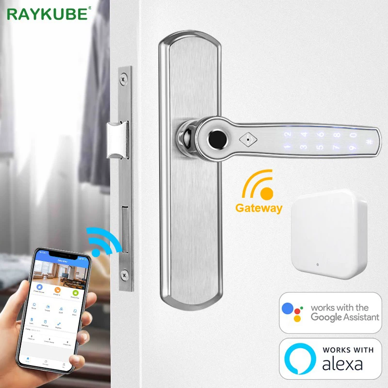 RAYKUBE Alexa / Google Assistant AI Голосовая команда умный дверной замок Bluetooth Wifi управление