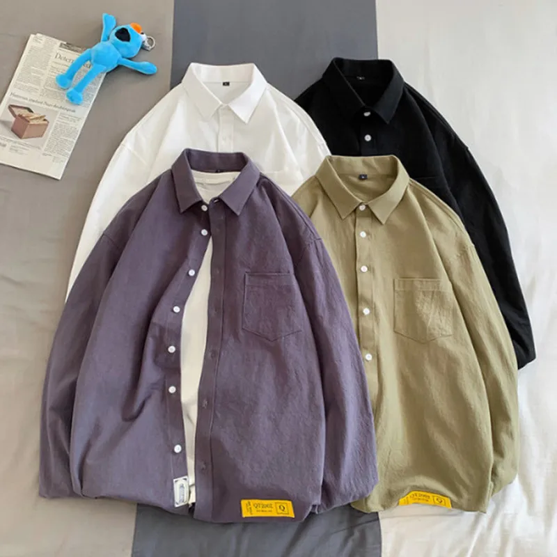 

Men's New Business Long-sleeved Shirt Classic Japanese Design Casual Office Social Formal Wear Tie Overalls Quality Youth Shirt