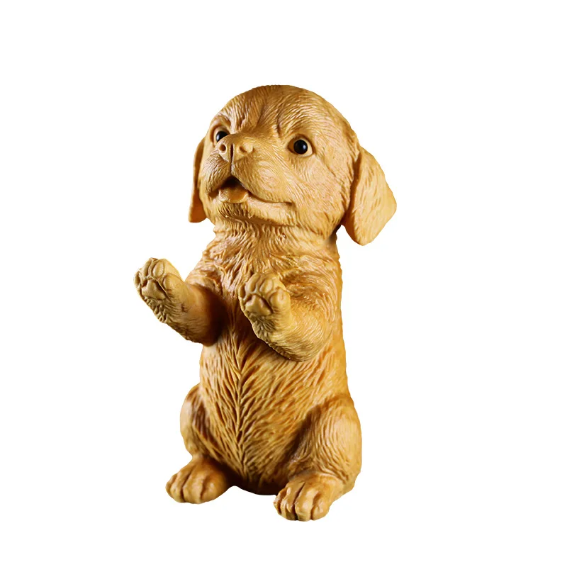 

9cm Chinese Foo Dog Fu Wood Statue Dog Figurines Feng Shui Creative Animal Statue Art Crafts Gift Home Car Decoration Feng Shui