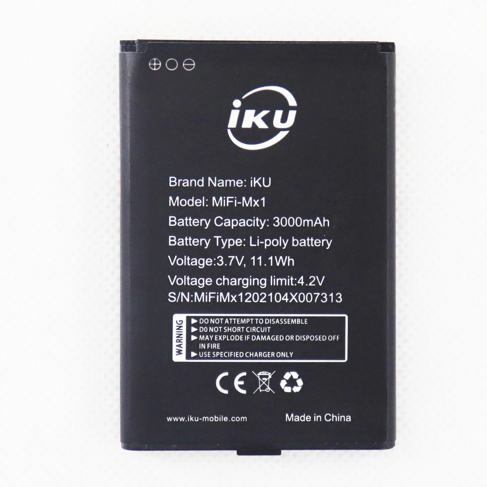 

2pcs/lot 3.7V 3000mAh For iKU MiFi-Mx1 4G LTE WIFI Router Hotspot Modem Battery