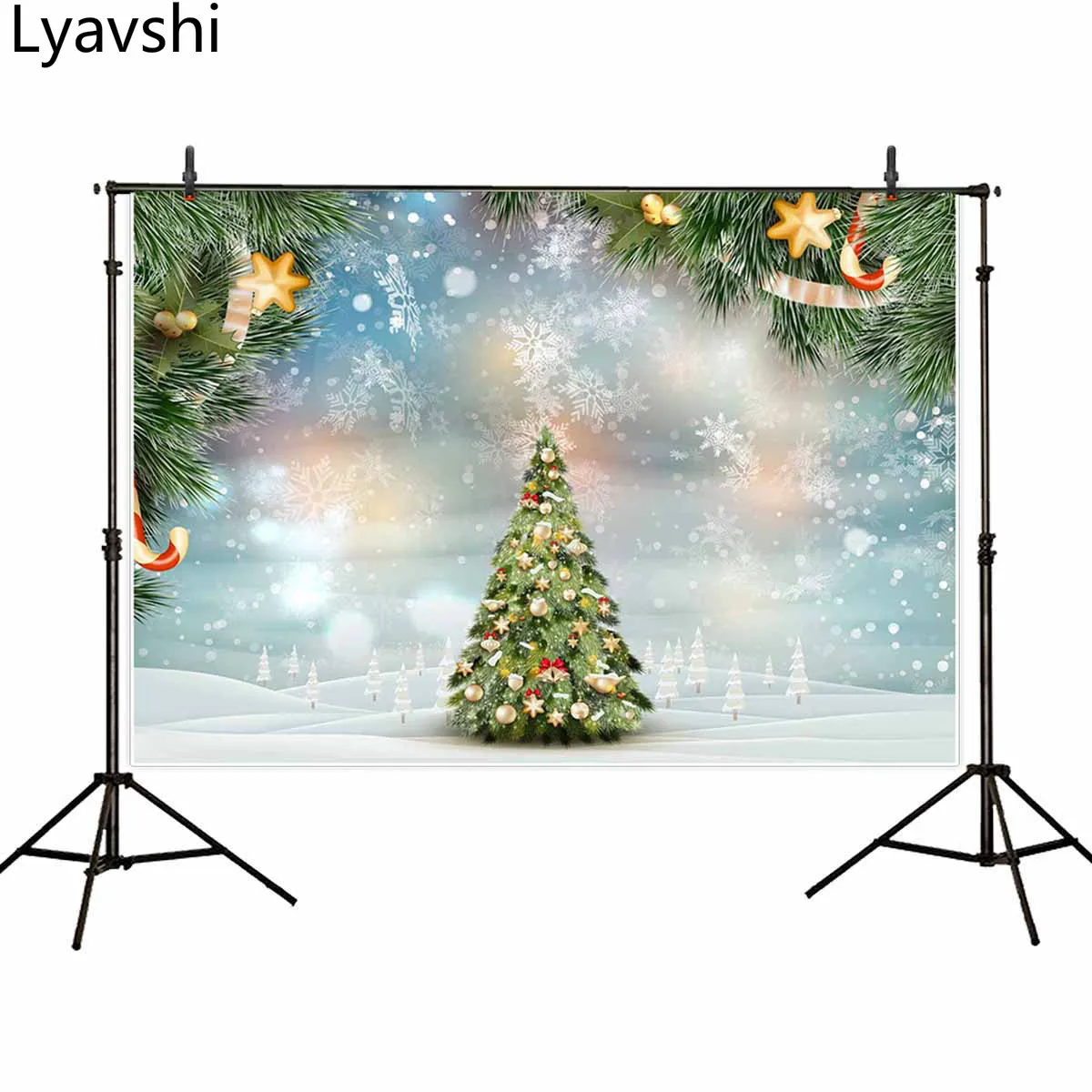 

Lyavshi фотография рождественской елки фон зимние Блестящий размытый снежинки Фон Фото фон для фотосъемки в photocall украшения