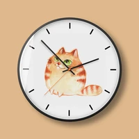 small animal cute wall clock cat clock modern wall clock mute childrens room wall clock