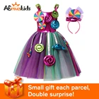 Платье AEMUAKIDS из тюля карамельных цветов для девочек, Детский костюм для косплея на Хэллоуин и вечеринку, повседневные платья с цветочным принтом для маленькой девочки